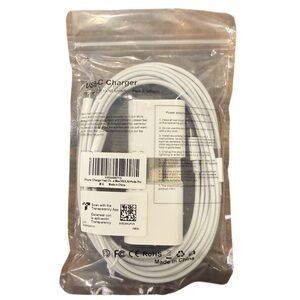 White USB-C Charger Cable for XR, X, AirPods, etc. Set of 2! NWT
